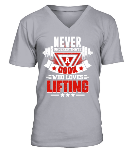 Never Underestimate Cook Gym Workout Fitness Weigh V-Neck T-shirt