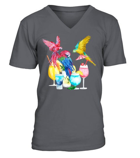 Parrots Drinking Margarita Tropical Birds Vacation V-Neck T-shirt