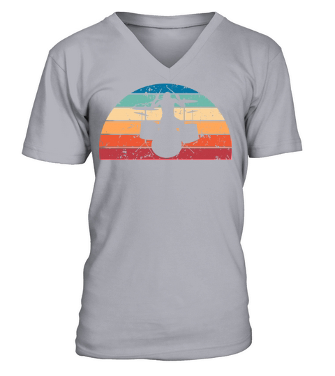 Retro Drumming Sunset Vintage Drummer Sunrise V-Neck T-shirt