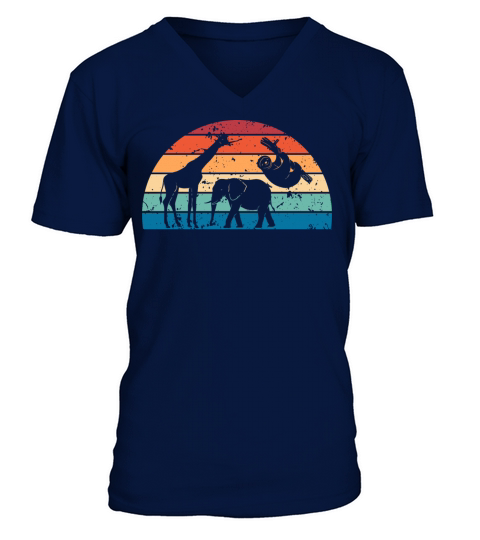 Retro Zoology Sunset Vintage Wildlife Sunrise V-Neck T-shirt