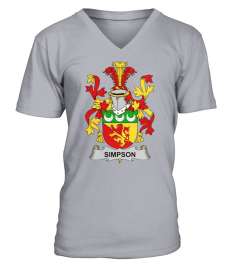 Simpson Family Crest Irish Family Crests II V-Neck T-shirt