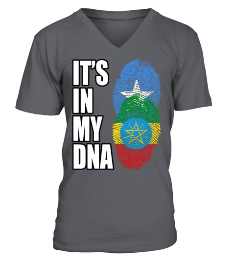 Somali And Ethiopian Vintage Heritage DNA Flag V-Neck T-shirt