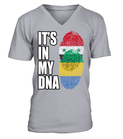 Syrian And Gabonese Vintage Heritage DNA Flag V-Neck T-shirt
