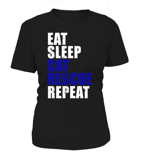 Eat Sleep Cat Rescue Repeat Funny Cute Cat Lover Parent Mom Women's T-Shirt