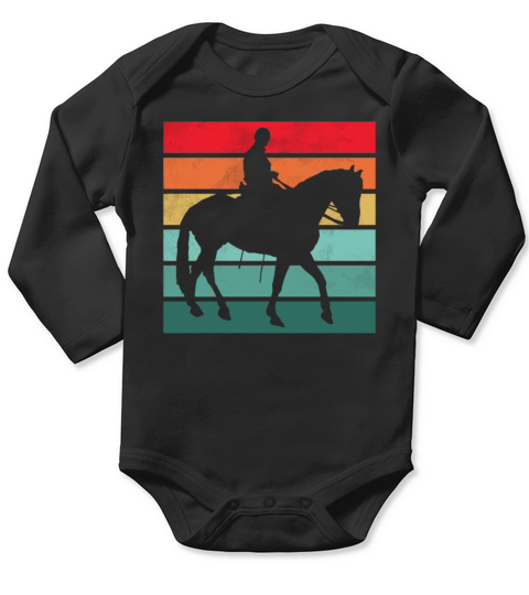 Girls Horse Riding Shirt Vintage Retro Long Sleeve Baby One-Piece