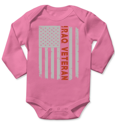 Iraq Veteran Tshirt- Flag Pride Iraq Veteran Gift Long Sleeve Baby One-Piece