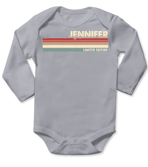 Jennifer Funny Retro Vintage Name surname 80s 90s Long Sleeve Baby One-Piece
