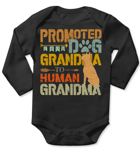 Promoted From Dog Grandma To Human Grandma Retro Vintage Long Sleeve Baby One-Piece