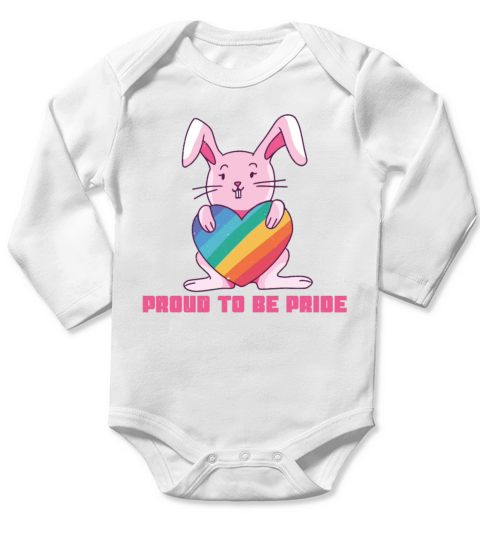Proud Rainbow Rabbit Cute Gay Pride LGBT Pride Long Sleeve Baby One-Piece