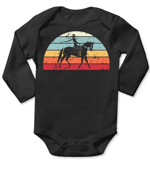 Retro Dressage Sunset Vintage riding Sunrise Long Sleeve Baby One-Piece
