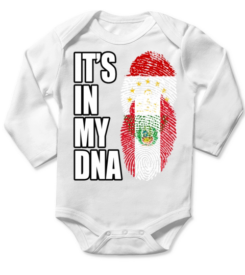 Tajikistani And Peruvian Vintage Heritage DNA Flag Long Sleeve Baby One-Piece