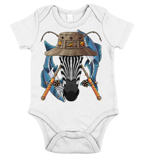 Fishing Zebra Outdoor Fisherman Animal Cute Fly Fi Short Sleeve Baby One-Piece