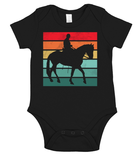 Girls Horse Riding Shirt Vintage Retro Short Sleeve Baby One-Piece