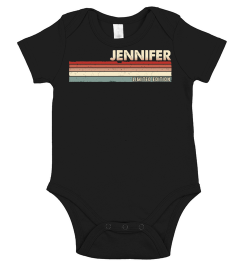 Jennifer Funny Retro Vintage Name surname 80s 90s Short Sleeve Baby One-Piece