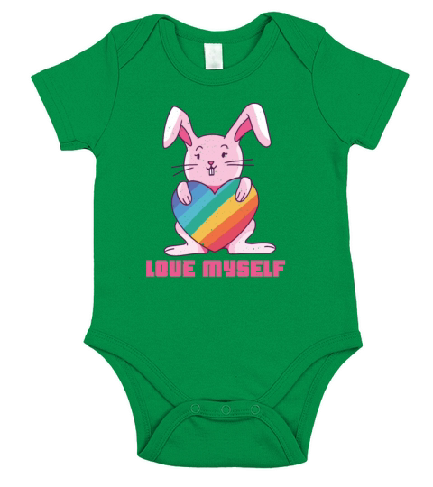 Love Myself Rabbit Cute Born Gay Pride LGBT Pride Short Sleeve Baby One-Piece