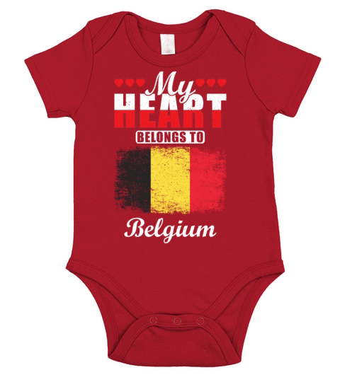 My Heart Belongs to Belgium Short Sleeve Baby One-Piece