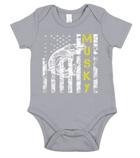 Patriotic Musky Fishing Shirt for Musky Fishermen Black Youth Short Sleeve Baby One-Piece
