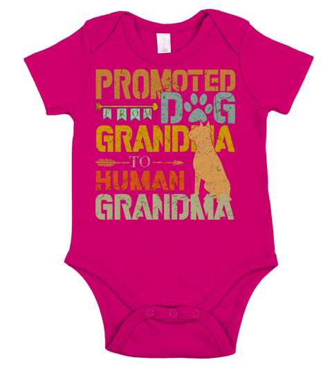 Promoted From Dog Grandma To Human Grandma Retro Vintage Short Sleeve Baby One-Piece