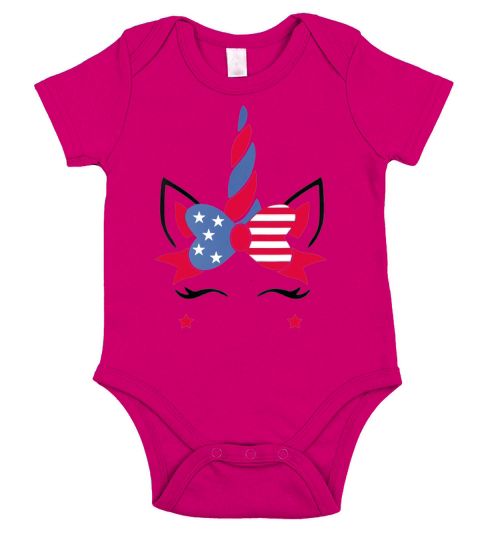 Unicorn American 4th Of July Independence Day shirt Short Sleeve Baby One-Piece
