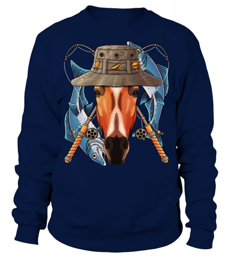Fishing Horse Outdoor Fisherman Farm Animal Cute F Sweatshirt Unisex