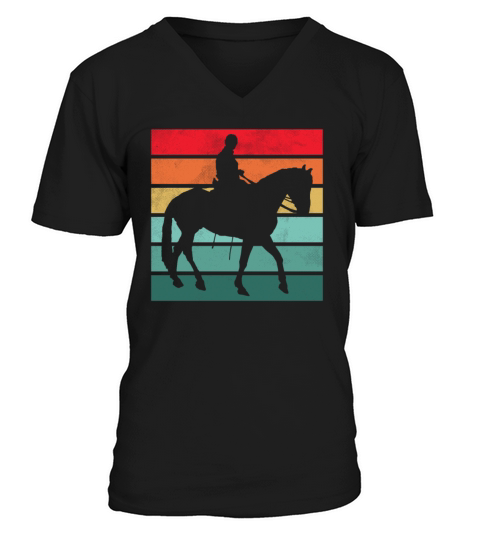 Girls Horse Riding Shirt Vintage Retro V-Neck T-shirt
