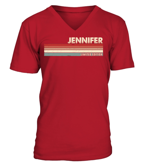 Jennifer Funny Retro Vintage Name surname 80s 90s V-Neck T-shirt