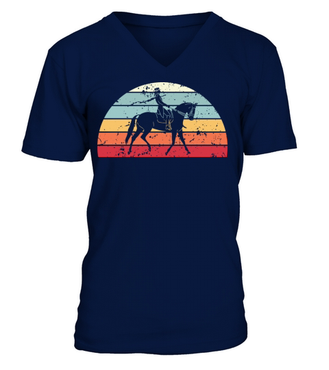 Retro Dressage Sunset Vintage riding Sunrise V-Neck T-shirt
