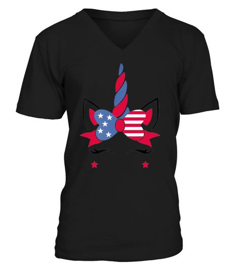 Unicorn American 4th Of July Independence Day shirt V-Neck T-shirt