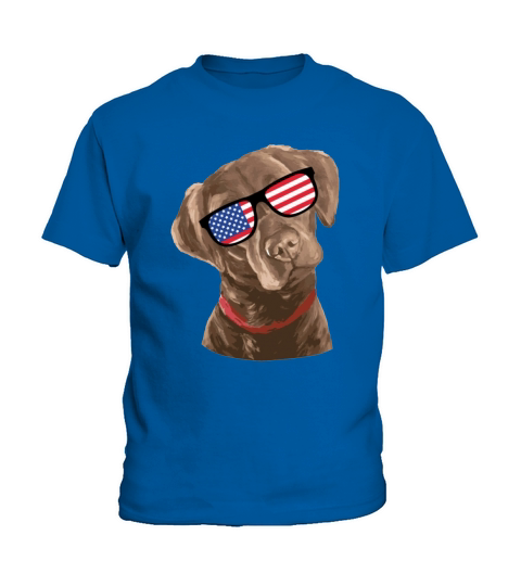 Chocolate Labrador American Flag 4th Of July Kids T-Shirt