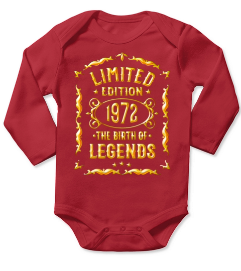 50th Birthday Birth of legends Vintage 1972 Long Sleeve Baby One-Piece