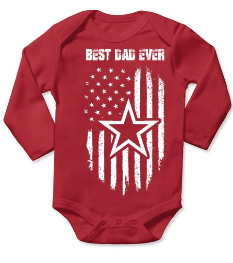 Fathers day Cowboy BEST DAD EVER Flag Dallas Fan Long Sleeve Baby One-Piece