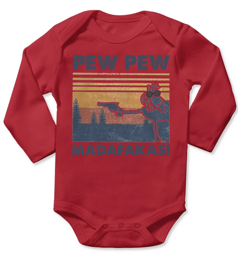 Horse Pew Pew Madafakas Vintage Long Sleeve Baby One-Piece