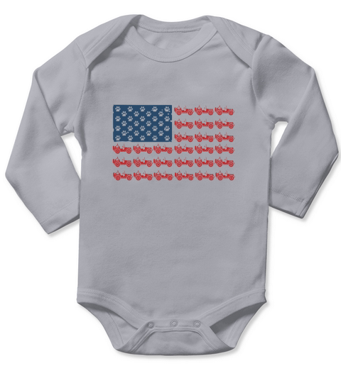 Jeeps And Paw Dog American Flag 4th Of July Independence Day shirth Long Sleeve Baby One-Piece