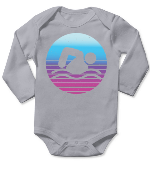 Retro Vintage Swimmer Swimming Long Sleeve Baby One-Piece