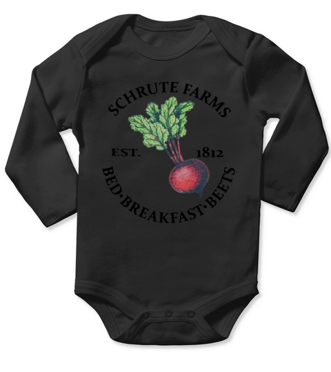 Schrute Farms Est 1812 Bed Breakfast Beets Long Sleeve Baby One-Piece