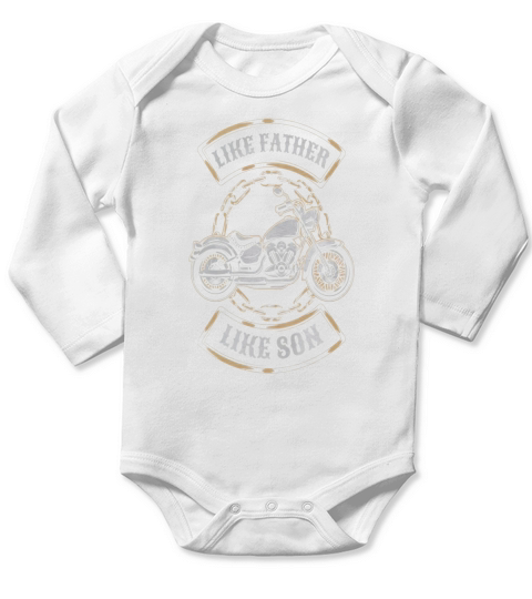 Vintage Like Father Like Son Motorcycle T-Shirt Gift Long Sleeve Baby One-Piece