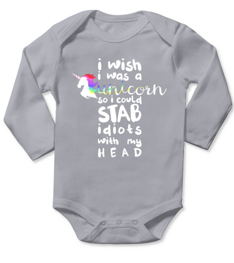 Wish I was a Unicorn Funny Humor Animal Long Sleeve Baby One-Piece