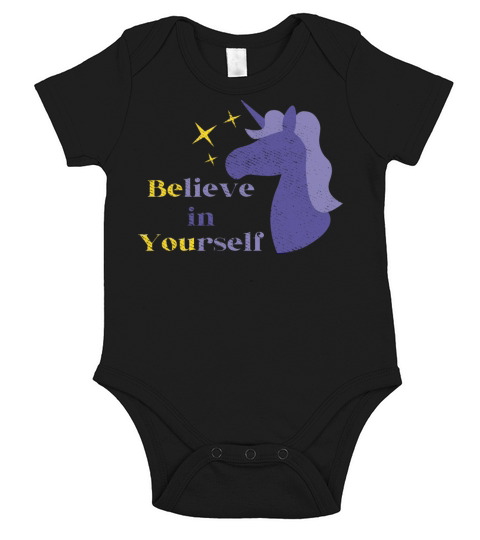 Believe In Yourself Motivational Quote Unicorn Short Sleeve Baby One-Piece