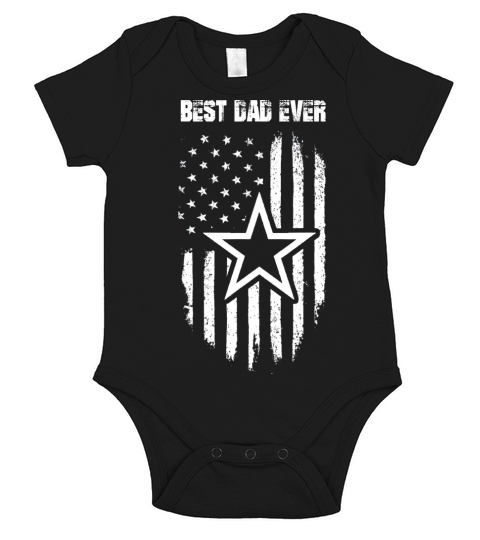 Fathers day Cowboy BEST DAD EVER Flag Dallas Fan Short Sleeve Baby One-Piece