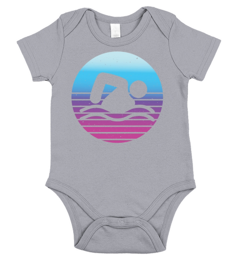 Retro Vintage Swimmer Swimming Short Sleeve Baby One-Piece