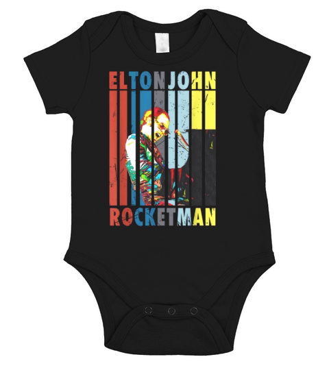 Vintage Elton John Rocketman Playing Piano shirt Short Sleeve Baby One-Piece