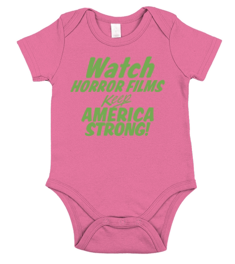 Watch Horror Films Keep America Strong T-Shirt Creature Features Monster Movie Shirt Short Sleeve Baby One-Piece