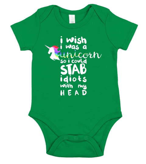 Wish I was a Unicorn Funny Humor Animal Short Sleeve Baby One-Piece