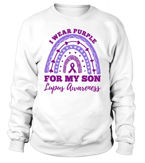 I Wear Purple For My Son Lupus Awareness Rainbow Sweatshirt Unisex