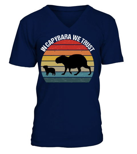 In Capybara We Trust Funny Vintage Capybara Gift V-Neck T-shirt