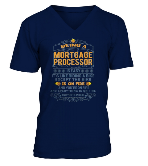 MORTGAGE PROCESSOR FRideaBike V-Neck T-shirt
