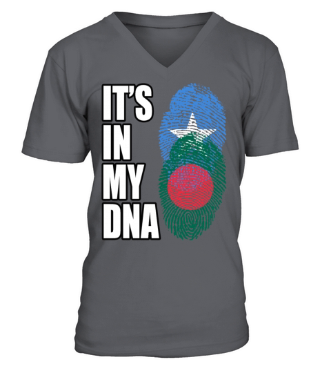 Somali And Bangladeshi Vintage Heritage DNA Flag V-Neck T-shirt