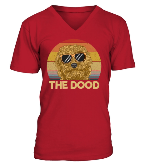 The Dood Retro Pet Golden Doodle Gift Goldendoodle V-Neck T-shirt