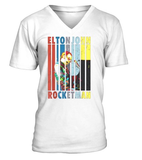 Vintage Elton John Rocketman Playing Piano shirt V-Neck T-shirt