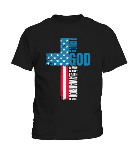 Faith Cross American Flag Christ Jesus Kids T-Shirt